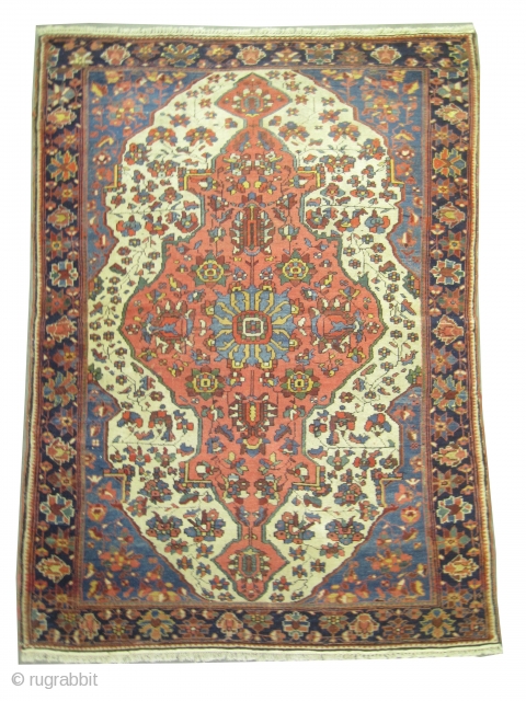 

Farahan Sarouk, knotted circa in 1890, antique, collector's item.  139 x 100 (cm) 4' 7" x 3' 3"  carpet ID: K-101
High pile, acceptable condition, the knots are hand spun wool,  ...