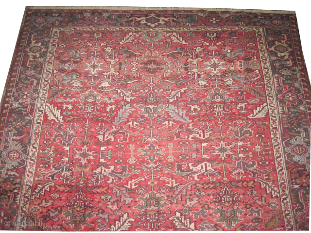 Our new website: www.madayancarpets.ch
Heriz Persian, knotted circa 1940, semi-antique, 296 x 390 cm / 9'9" x 12'10" feet, ID: P-4564
Vegetable dyes, the knots are hand spun wool, the black knots are ...