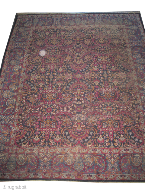 Our new website: www.madayancarpets.ch
Kirmanshah Persian, knotted circa 1925 antique, 275 x 330 cm / 9'0" x 10'10" feet, ID: P-5676
Vegetable dyes, the black knots are oxidized, the knots are hand spun ...