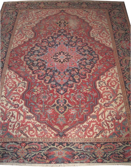  	


Heriz Persian circa 1905 Antique, collector's item, Size: 340 x 266 (cm) 11' 2" x 8' 9" carpet ID: ERB-1 
 vegetable dyes, the black color is oxidized, the knots are  ...