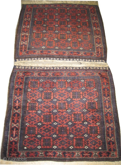  	


Belutch Persian pair, circa 1920, bag faces, Size: 74 x 62 (cm) 2' 5" x 2' 
 carpet ID: K-1325 
collector's item, the knots are hand spun wool, high pile, perfect  ...