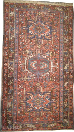 
Karadja Persian pair, the second is K-1363, circa 1918. Antique, 
Size: 130 x 72 (cm) 4' 3" x 2' 4" carpet ID: K-1362A 
the knots are hand spun wool, vegetable dyes, the  ...
