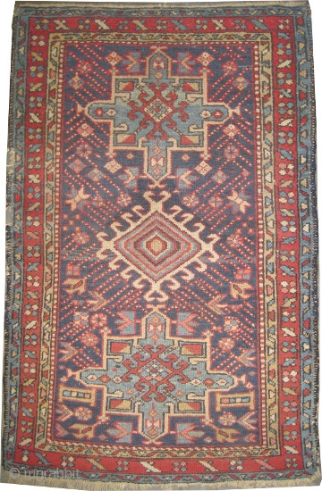
Karadja Persian, circa 1915 antique. Collector's item, Size: 133 x 85 (cm) 4' 4" x 2' 9" carpet ID: K-2497 
the knots are hand spun wool, vegetable dyes, the black color is  ...