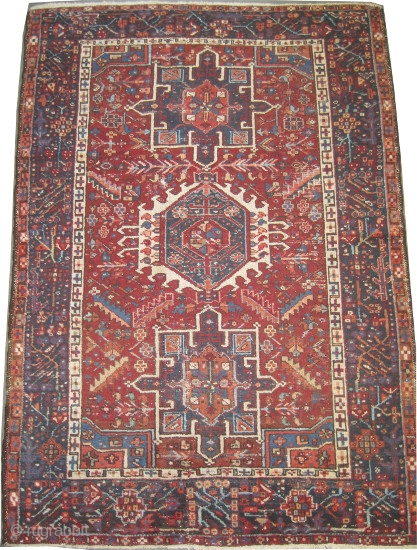 
Karadja Persian, circa 1920. Collector's item, Size: 192 x 133 (cm) 6' 4" x 4' 4" carpet ID: K-3242 
the knots are hand spun wool, the background color is rust/brick, the three  ...