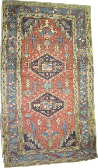 


Serapi Heriz, circa 1890, antique. Collector's item. Size: 172 x 100 (cm) 5' 8" x 3' 3" carpet ID: K-3284 
 Vegetable dyes, the brown color is oxidized, uniformly short pile, the  ...