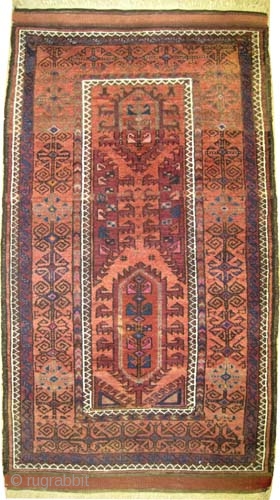 Belutch Persian, circa 1905, antique, collector's item, Size: 136 x 83 (cm) 4' 6" x 2' 9" carpet ID: K-4090 
vegetable dyes, high pile, perfect condition, the black color is oxidized, the  ...