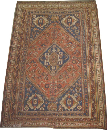 Qashqai Persian circa 1910, antique, collector's item,Size: 197 x 140 (cm) 6' 6" x 4' 7" carpet ID: K-4603  vegetable dyes, the black color is oxidized, the knots are hand spun  ...