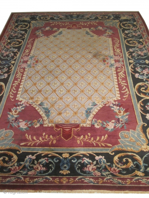 
Savonnerie old, Art Deco period, 394 x 295 (cm) 12' 11" x 9' 8"  carpet ID: HGW-1
The knots are hand spun wool, thick pile, in perfect condition, very fine knotted, both  ...