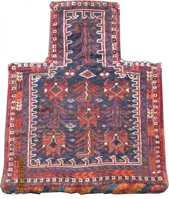 Namakdar Baktiar Persian knotted circa in 1924, semi antique, collector's item, 49 x 62 cm  carpet ID: A-1044
Woven with soumak technique, the back kilim is original.      