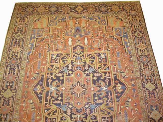 	

 Serapi Heriz Persian knotted circa in 1905 antique.Size: 368 x 255 (cm) 12' 1" x 8' 4"  carpet ID: P-2624
In good condition, fine knotted and in its original shape.  