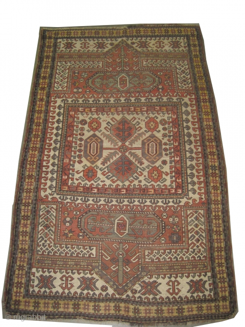 

Karatchoph Kazak Caucasian knotted circa in 1916 antique, collector's item,  236 x 150 (cm) 7' 9" x 4' 11"  carpet ID: V-154
Traditional Karatchoph design with dragons, the black knots are  ...