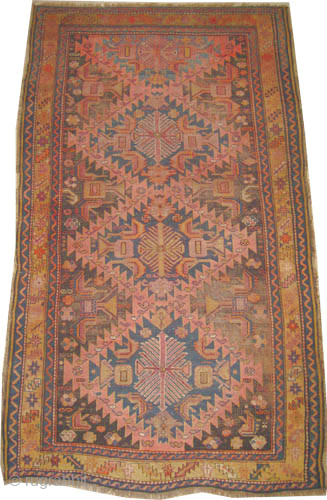 
Karabag Caucasian, knotted circa 1910 antique, collectors item, 150 x 225 cm, ID: K-5713
Vegetable dyes, the black knots are oxidized. The knots, the warp and the weft threads are hand spun wool.  ...