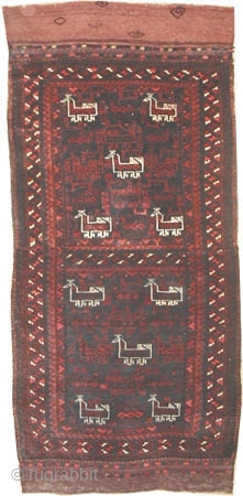 Belutch Persian knotted circa in 1935 semi antique, collector's item.  117 x 64 (cm) 3' 10" x 2' 1"  carpet ID: T-617
The knots are hand spun lamb wool, the black  ...