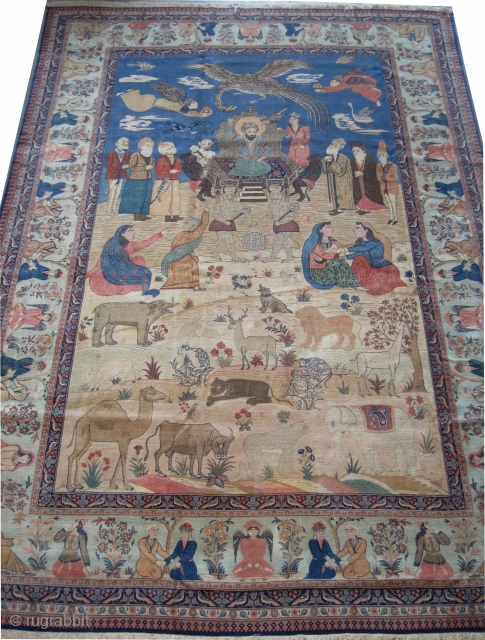 
Pictorial Debir-Kashan Persian signed, antique, collector's item. Historical carpet.
Signed: Keshan Mohammad Dabir Farmaīsh. 374 x 262 (cm) 12' 3" x 8' 7"  carpet ID: P-4641
Very finely knotted, 560 000 knots in  ...