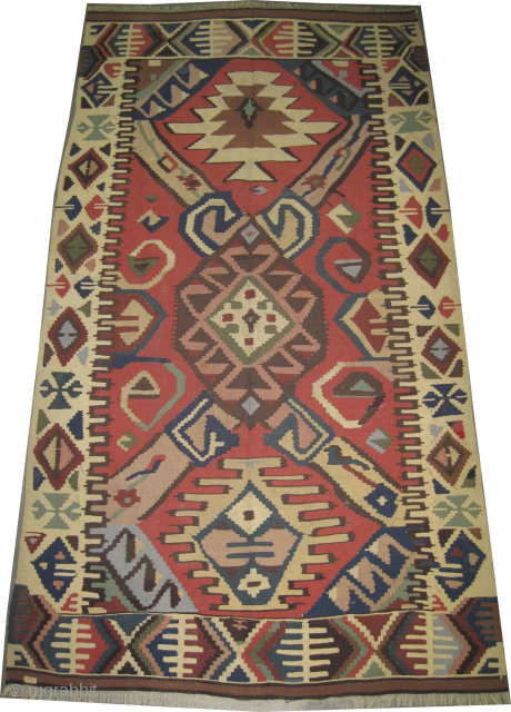 Our new website: www.madayancarpets.ch fully optimized!
Bessarabian Kilim, woven circa 1920 antique, collector's item, 150 x 285 cm / 4'11" x 9'4" feet, ID: A-932
In good condition, vegetable dyes, woven ...