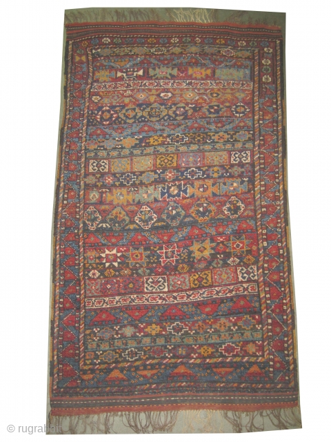 
Gutschan Kurd Persian knotted circa in 1910 antique, collector's item, 190 x 116 (cm) 6' 3" x 3' 10"  carpet ID: E-280
The knots are hand spun lamb wool, the black knots  ...