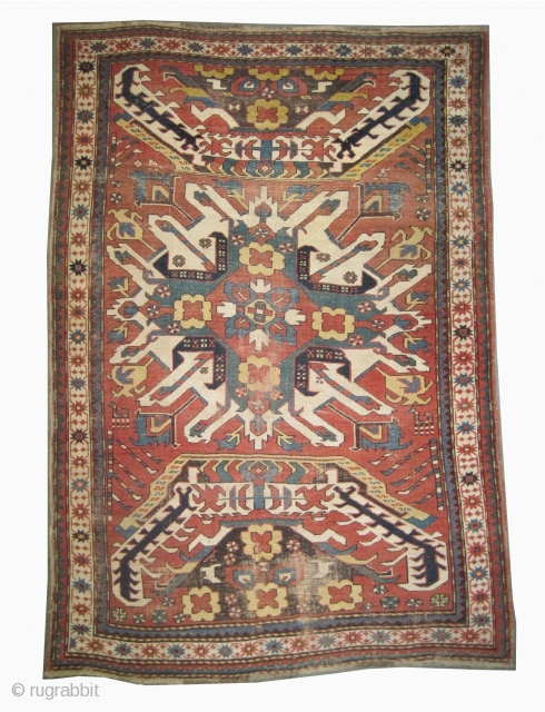 	

Tchelaberd Dragon Caucasian knotted circa in 1860 antique, collector's item. Size: 210 x 144 (cm) 6' 11" x 4' 9"  carpet ID: K-4065
In good condition, minor oxidized places to be repaired,  ...