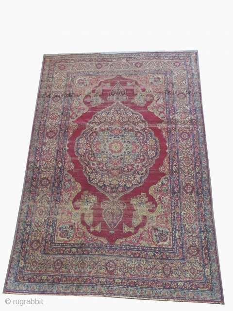 Kirmanshah Persian, knotted circa in 1895, antique, 186 x 133 cm, carpet ID: K-3738
The black color is oxidized, the knots are hand spun wool, very finely knotted, the pile is uniformly short. 