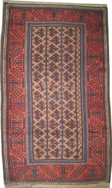 	

Belutch Persian knotted circa in 1920  antique, collector's item, 171 x 101 (cm) 5' 7" x 3' 4"  carpet ID: E-381
The black knots are oxidized, the knots are hand spun  ...