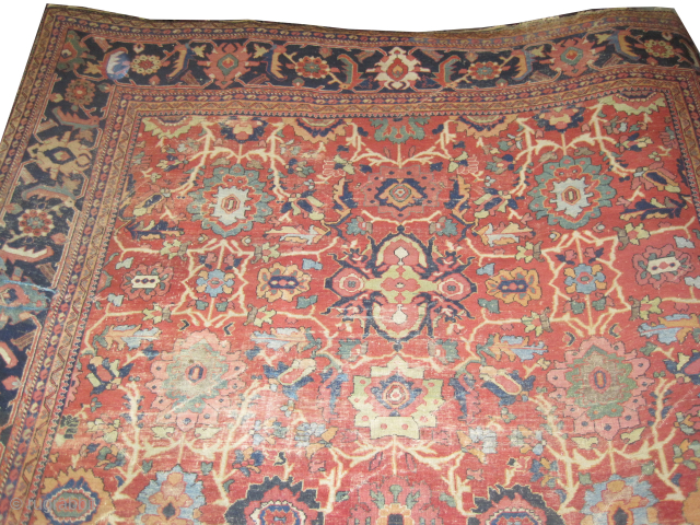 

Mahal Sultanabad Persian, knotted circa 1870 antique, collectors item, 302 x 410 cm, ID: P-3831
Vegetable dyes, finely knotted, knotted with hand spun wool, the warp and the weft threads are beige, heavy  ...
