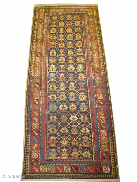 
Shirvan Caucasian knotted circa in 1915 antique. Collector's item, Size: 273 x 110 (cm) 8' 11" x 3' 7" CarpetID: H-296 
High pile, good condition, fine knotted, silky wool, the background is  ...