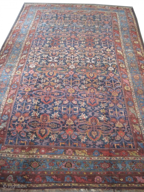 Bidjar Halvai Persian, knotted circa in 1895 antique. Collectors item. Size: 540 x 340 (cm) 17' 8" x 11' 2"  CarpetID: P-3379 
In good condition, the oxidized black knots are slightly  ...