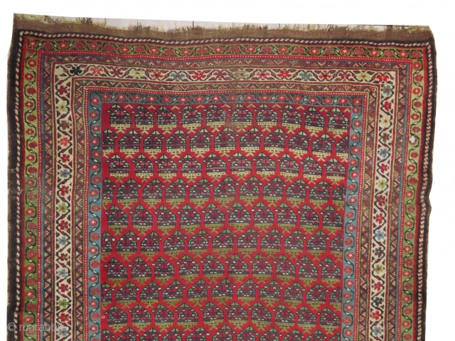 Farahan Persian, knotted circa in 1880, antique, collectors item, 148 x 280 cm, carpet ID: BRDI-19
The knots, the warp and the weft threads are mixed with wool and goat hair, one edge  ...