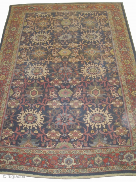 Mahal Persian knotted circa in 1920 antique, 370 x 260 (cm) 12' 2" x 8' 6"  carpet ID: P-3836
The black knots are oxidized, the knots are hand spun wool, all over  ...