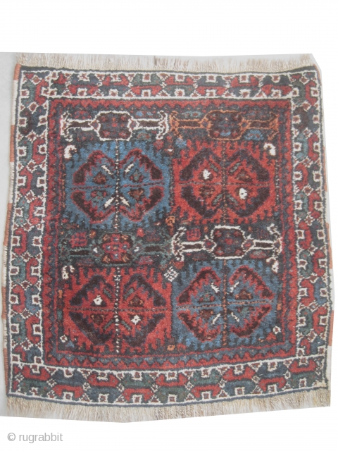 Qashqai Persian, circa 1930. SIZE: 54 x 55cm, carpet ID: BRD-13 
very thick pile, the warp and the weft threads are mixed with wool and goat hair, the knots are hand spun  ...