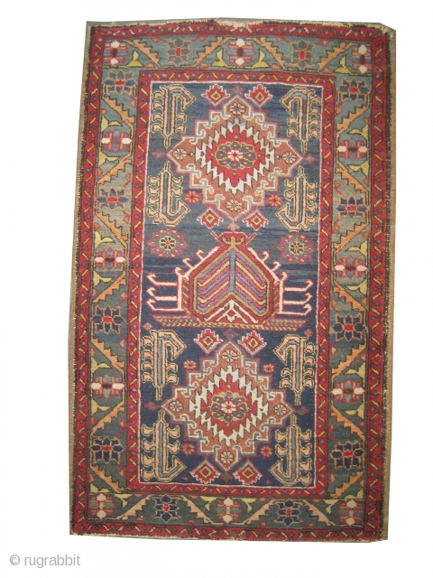 Heriz Persian circa 1915 antique, collector's item, Size: 134 x 82 (cm) 4' 5" x 2' 8" 
 carept ID: K-4138
the knots are hand spun wool, vegetable dyes, the black color is  ...