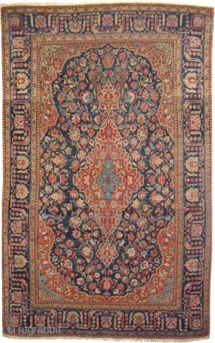 Mohtashem Kashan Persian, circa 1905. Antique, collector's item, Size: 207 x 132 (cm) 6' 9" x 4' 4"  carept ID: K-2598a 
vegetable dyes, the black color is oxidized, the knots are  ...