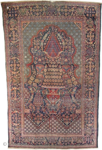 
Mohtashem Kashan Persian circa 1905, antique. Collector's item, Size: 220 x 140 (cm) 7' 3" x 4' 7"  carpet ID: K-2993 
vegetable dyes,the knots are hand spun lamb wool, the background  ...