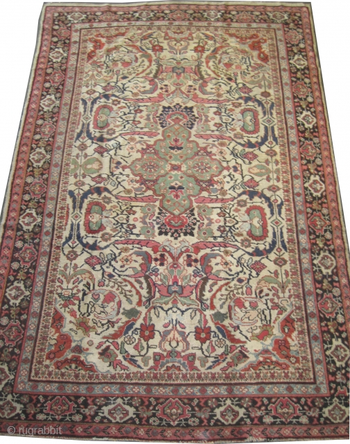 Mahal Persian knotted circa in 1925, 320 x 212 (cm) 10' 6" x 6' 11"  carpet ID: P-5151
The black knots are oxidized, the knots are hand spun wool, the background color  ...