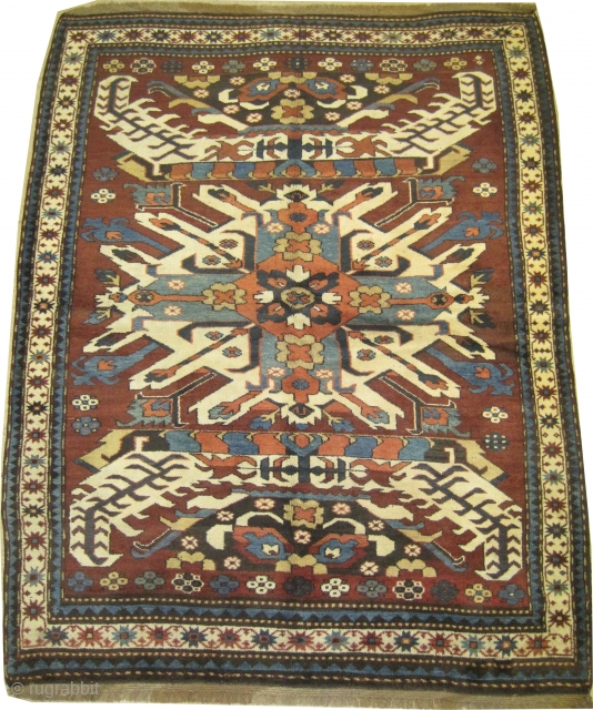  	

Tchelaberd Caucasian knotted circa in 1922, antique, collector's item. 218 x 170 (cm) 7' 2" x 5' 7"  carpet ID: V-84
In perfect condition, one cm thick pile, the black knots  ...