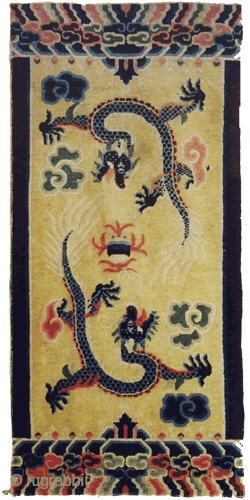 Chinese dragon rug, circa 1925. Semi antique, Collector's item. Size: 148 x 70 (cm) 4' 10" x 2' 4"  carpet ID: K-3356
Perfect condition, high pile, the knots are hand spun lamb  ...