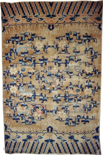 Chinese lion/dogs circa 1885 antique. Collector's item, Size: 244 x 154 (cm) 8'  x 5' 1"  carpet ID: K-4673 
decorated with nine lion-dogs, the knots are hand spun wool, the  ...