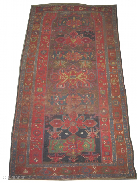 	

 Kouba Caucasian knotted circa in 1890 antique, collector's item,  294 x 152 (cm) 9' 8" x 5'  carpet ID: K-4306
The brown knots are oxidized, the knots are hand spun  ...