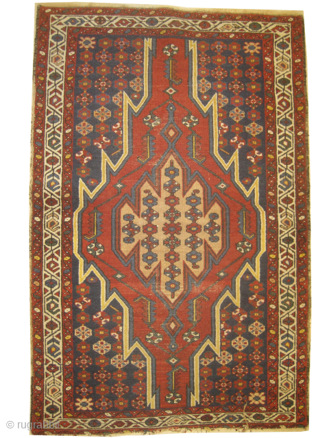 Noubaran Persian, knotted circa 1915 antique, 80 x 125 cm, ID: ANT-2
Vegetable dyes, the knots are hand spun wool, rust background slightly used, the center medallion is camel hair, the corners are  ...