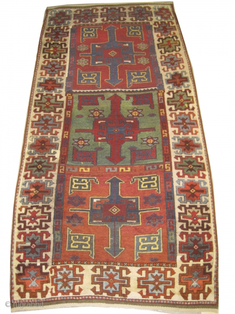 Karapinar Anatolian antique. Size: 234 x 124 (cm) 7' 8" x 4' 1"  carept ID: AZ-2711 
The black color is oxidized, vegetable dyes, the warp and the weft threads are hand  ...