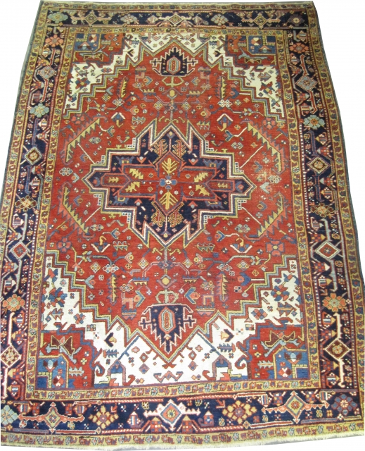 



Serapi Heriz Persian, knotted circa in 1916 antique, collector's item, 277 x 203 (cm) 9' 1" x 6' 8"  carpet ID: P-5335
Thick pile in perfect condition, the black knots are oxidized,  ...