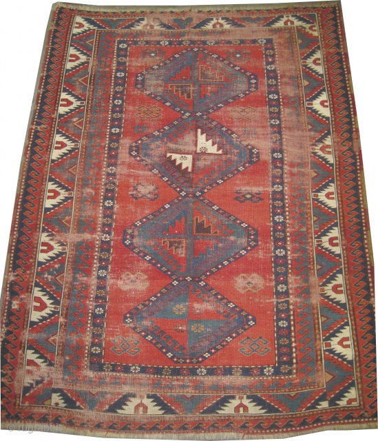 
Lori-pambak Caucasian knotted circa in 1905 antique, collector's item, 199 x 156 (cm) 6' 6" x 5' 1"  carpet ID: K-4031
The black knots are oxidized, the knots are hand spun wool,  ...