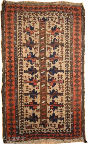 Belutch Persian circa 1900 antique. Collector's item. Size: 70 x 40 (cm) 2' 4" x 1' 4" 
 carpet ID: K-4643 
Vegetable dyes, camel hair background with tree of life design, designed  ...