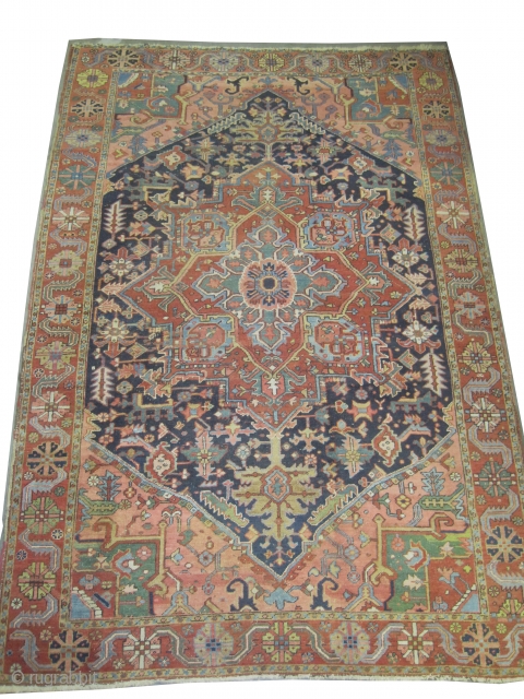 	

Serapi Heriz Persian circa 1890 antique.  Size: 294 x 196 (cm) 9' 8" x 6' 5"  carpet ID: P-5349 
High pile, vegetable dyes, the knots are hand spun lamb wool,  ...