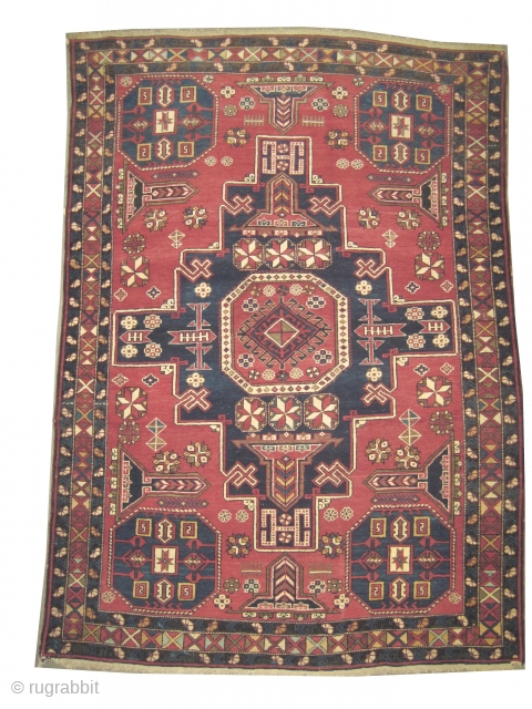 

Konakent Caucasian knotted circa in 1920 antique, 189 x 134  carpet ID: H-333
The black knots are oxidized, the knots are hand spun wool, the warp and the weft threads are wool,  ...