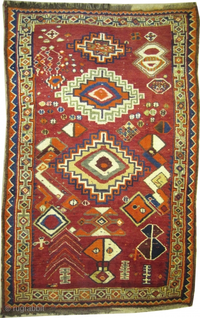 

Gabbeh Nomad Persian knotted circa in 1930 semi antique, collectors item, 176 x 110 cm,   Carpet ID: T-470
High pile, in perfect condition, the knots are hand spun wool, the shirazi  ...