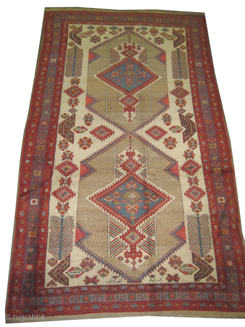 Serap Persian, dated 1322 = 1904, antique, collectors item, 297 x 172 cm, ID: P-5869
High pile, in perfect condition, vegetable dyes, the warp and the weft threads are 100% wool, the shirazi  ...