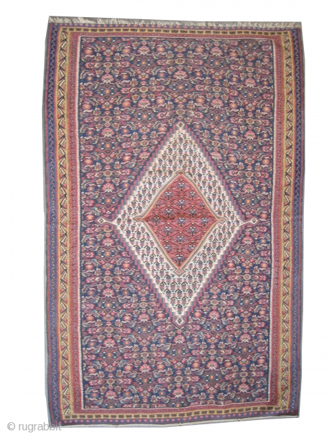 
Senneh kelim Persian pair the 2nd is A-75, circa 1900, antique. Collector's item, Size: 199 x 126 (cm) 6' 6" x 4' 2"  carpet ID: A-68
Vegetable dyes it is fine woven  ...