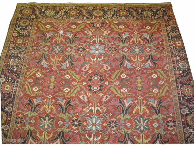 


Heriz Persian knotted circa in 1910, antique, 375 x 284 (cm) 12' 4" x 9' 4"  carpet ID: P-2261
The black color is oxidized, the knots are hand spun lamb wool, the  ...