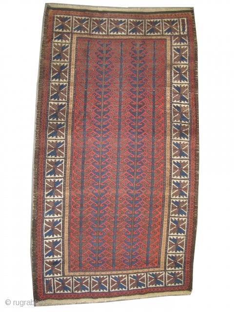  	

Belutch Persian circa 1895 antique. Collector's item. Size: 169 x 93 (cm) 5' 6" x 3' 1" 
 carpet ID: K-3285
Vegetable dyes, the knots are hand spun wool, the warp and  ...