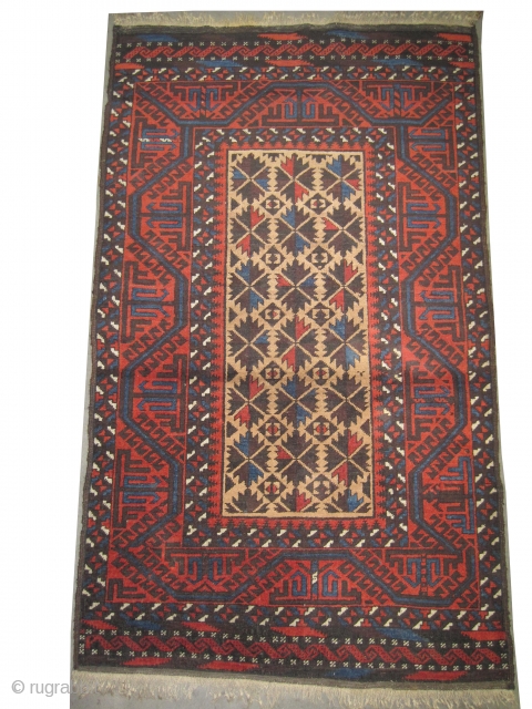 Belutch Persian circa 1910 antique, collector's item, Size: 166 x 100 (cm) 5' 5" x 3' 3"  carpet ID: K-3576
vegetable dyes, the black color is oxidized, the background is knotted with  ...